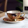 Coffee Cup Set Gustav Klimt Bone Chinese Ceramic Tea Set Klimt Kiss Luxury Gift Porcelain Drinking Set Tea Cup and Saucer T220810189o