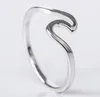 Anéis de ondas oceânicas simples delicadas 925 prata esterlina anel de onda fina de verão praia praia maricultura jóias de personalidade