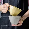 Einfache Bunte Kreative Keramik Tassen Mit Gold Griff Nordic Küche Frühstück Tasse Trinken Kaffee Tee Milch Wasser Becher T220810