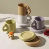 Mor dönen top kolu porselen kahve kupası yuvarlak yağ tabak seramik çay bardağı mutfak ev koleksiyon dekoru eşsiz hediye T220810
