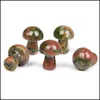 Pierre perles en vrac bijoux 20 mm statue de champignon pierres précieuses naturelles sculptées à la main décoration Reiki guérison Quartz cristal salle de cadeau Dhgwp