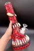 Cool Unique Design 10 inch High Borosilicate Glass Water Bong Hookahs with Hand Pating Pattern 18mm Female Smoking Pipes