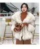 Raccoon dog fur knitted coat female mid-length real collar loose style 2020 new winter high quality T220810