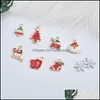 Charms Jewelry Findings Components Style 40Pcs/Lot Alloy Drop Oil Christmas Tree Santa Claus Sock Shape Metal Flaoting Locke Dhdda