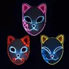 LED Cadılar Bayramı Maskesi Karanlık Maskaralarda Karışık Işık Gölgesi Cadılar Bayramı Anime Partisi Kostümü Cosplay Masques El Wire Demon Slayer Fox