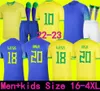 2022 Soccer Jersey Camiseta de Futbol Paqueta Brazils Neres Coutinho Football Shirt Jesus Marcelo Pele Casemiro Brasil 22 23 Maillots Football Men and Kids Set