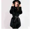 Nuove giacche di pelliccia di visone con cappuccio femminile Sezione lunga Casaco De Pele Cappotti di pelliccia da donna casual di grandi dimensioni Abiti caldi S / 6Xl Cj81 T220810