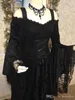 NEW Gothic Style Sleeping Beauty Black Wedding Dresses Off Shoulder Long Puffy Sleeves Lace Corset Bodice Wedding Bridal Gowns Custom Plus Size