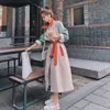 Elegancka damska dopasowana do koloru wiatrówki wiosna jesienna koreańska luźna długa płaszcz Brytyjski płaszcz z topami z paskiem 220811