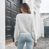 2023 traje de baño para mujer suéter de punto para mujer otoño e invierno cálido Color sólido cuello en V manga larga ahueca hacia fuera el suéter Top Cover-UpsMujer