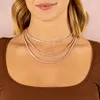 Chokers 3 Prong CZ Tennis Chain Necklace For Women Iced Out Bling 5A Cubic Zirconia Classic Female Choker 16 "18" Chokers