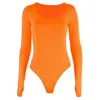 Orange Néon Body Femmes À Manches Longues Moulante Sexy Automne Hiver Streetwear Club Tenues De Fête Casual Vêtements Féminins 220811