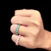 Подвесные ожерелья в стиле рэппер рок -теннис бриллиантовый микропрокат -розовый синий камень заморозил золотое кольцо хип -хопа для женщин -кулон