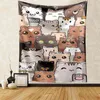 Schattige cartoon kat dier tapijtmandala slaapkamer decor esthetische muur tapijten stickers decoratiedoek j220804