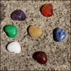 Perles en pierre bijoux Natural 18 mm coeur Opale Rose Quartz Tigers Cabochons Cabochons ￠ plat pour anneau de collier Earr Dhqjs