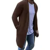 Fashion Men Solid Color Open Front Knit Sweater Coat Loose Pocket Long Cardigan Winter Clothes Thick Warm Sweaters Men's Clothes