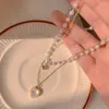 Moda carino amore collana con ciondolo a forma di cuore catena di perle lucide donne gioielli estetici girocollo gioielli per feste di nozze regalo