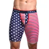 Men's Sleepwear Men Long Boxer Shorts Casual Fitness Sports Trunks America Flag Print Underwear Sleep Bottoms Sexy Bugle Pouch Panties Sleep