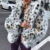 Hoge kwaliteit 2020 Winter Women Fashion Lynx Patroon Faux bont Coats Koreaanse elegante geknipte kraag nepbont bovenkleding A64 T220810