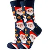 Kvinnor julstrumpor hösten rolig Xmas Santa Elk Stripe Fashion Cotton Crew Happy Sock 2023 Nytt år