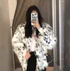 Loose short fur leather coats womens warm leopard faux mink fur leather jackets women autumn clothes winter thicken fashion T220810