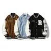 Rue Vintage Vêtements Crâne Baseball Américain Patchwork Lettre Brodé Lâche Veste Hommes Mode 220811