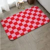 Carpets Checkered Pink Mat Camper Carpet Bathroom Entrance Doormat Bath Indoor Floor Rugs Absorbent Anti-slip Kitchen RugCarpets