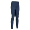 Lu leggings yoga tela de spandex Color sólido Mujeres yoga pantalones Cintura alta Deportes Gimnasio Desgaste Leggings Elástico Fitness Señora Pantalones al aire libre