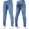 Calça calças de altas cintura zíper jeans de jeans casuais calças de ajuste masculino mais tamanho lápis jeans magro para homens 220811