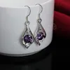 925 Brincos de jóias de moda de cor de cor de prata Brincos de moda elegante Cristal Amethyst Brincos de noivado Presentes de Natal