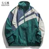 Mäns vårjacka Men Patchwork Japanese Stand Collar Windbreaker Coat College College Loose Jackets Par Hip Hop Autumn 220811