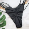 Push Up Bikinis Set Women's Cut Out Swimsuit 2022 New Black Micro Thong Swimwear Sexy Ring Chain Bathing Suits Halter Biquini