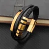 Pulseira de pulseira de couro trançado branca de manguito de punho de punho de pulso com jóias de garoas de várias camadas de garagem de ímãs h8wfbangle