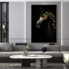 Modern Luxury Black Gold Horse Horse Wall Arte Impressão de impressão Pintura de folhas de ouro Cole