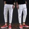 Jeans para hombres Pantalones de harén de hombres risueños blancos Capri pantalones para hombres
