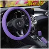 3 pcsset Car Steering Wheel Cover Hand Brake Gear Shift Cover For 3738 Cm 145 "15" M Size Brains On Car Steering Wheel J220808