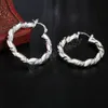 925 Brincos de argolas de cor de cor de prata J￳ias de moda Elegante Mulher Retro Teambl Brincos Circular Presentes de Natal