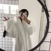 Vrouwen witte faux bont jas massief kleur nep mink fluwelen casual pak kraag beroemdheden kardashian stijl mode Koreaanse winterjas T220810