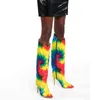 HBP Boot Sexy Hoge Hak Mode Dans Knie Vrouw Kunstleer Dunne Runway Puntschoen Zip Herfst Winter Warm 220805