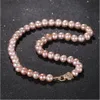 Handknoopte ketting 9-10 mm Wit roze Paarse Zwart Zwart Parel Pearl Micro Inlay Zirkoon Luipaard Kop Buckle Accessoires Ketting Lang 55 cm