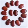 Stone Loose Beads Jewelry Natural 18X25Mm Oval Opal Rose Quartz Tigers Eye Turquoise Cabochons Flat Back For Neckla Dh8Tr