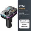 C24 Bluetooth 자동차 FM 송신기 5V3.1A 충전기 어댑터 핸즈프리 전화 자동차 MP3 플레이어 TF 카드 U 디스크