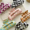 Stylish Checkerboard Grab Hair Clip Hair Accessories For Women Acrylic Colorful Plaid Hairpin Clip Head Accessories6267963