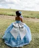 Adorabili abiti da fiore azzurro abiti per matrimoni spaghetti cinghie appliques in pizzo tulle senza maniche senza maniche per la principessa principessa ragazza di compleanno abiti da concorso 403