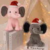 Enfants Elephant Pluce Toys avec chapeau de Noël