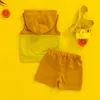 Ensembles de vêtements pour bébés garçons, costume d'été pour tout-petits, mode Patchwork, hauts à capuche sans manches, cordon de serrage, vêtements courts