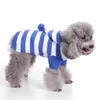 Vêtements pour chiens à capuche pull bleu rayé avec sweat à capuche chaud pour animaux de compagnie pull tenue manteau ApparelDog