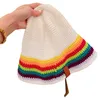 Regenbogen-Strickmütze, Designer-Mütze, luxuriöse Mützen für Damen und Herren, Marken-weiche Wollhüte, Motorhaube, taillierte modische Straßen-Eimerhüte