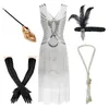 Casual jurken dames plus size gatsby pailletten kunst deco zwarte flapper 1920s v nek kralen franjes great dresscasual