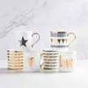 Dekoracja domu kreatywna ceramiczne mleko kubek love gwiezdny pasek pasek złoty posadza kubek biurowy herbatę herbaty kawa kubek t220810